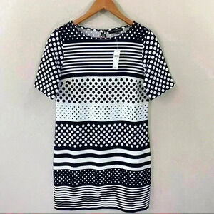 NWT Banana Republic Factory stripe and polka dot short sleeve shift dress